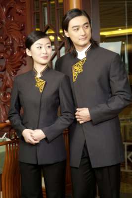 工服定制 高端酒店工服男女士 黑色長