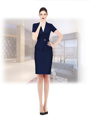 職業(yè)裝定制  時(shí)尚職業(yè)裝女士 藏藍(lán)色套裝時(shí)尚職業(yè)裝